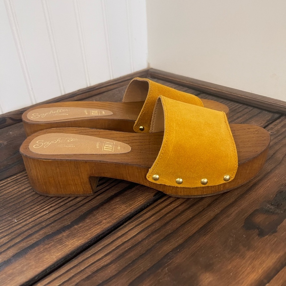 Seychelles Mustard Suede Slide Sandals - Picture 3 of 8